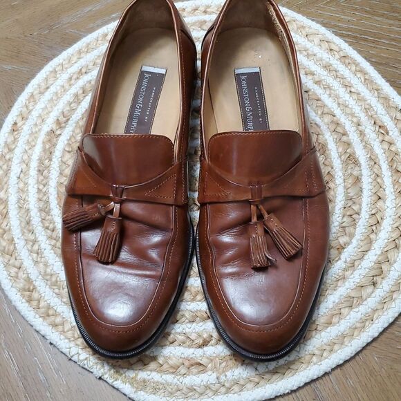 Johnston & Murphy Cellini Tan Calfskin Loafers Italian, Size 11M - Picture 3 of 10